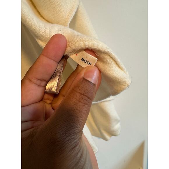 Anthropologie MOTH Open Front Sleeveless Cardigan Vest Cream Waterfall Knit - Picture 3 of 7